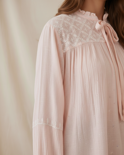 Asymetrical Semistitched Chikankari Short Kurti