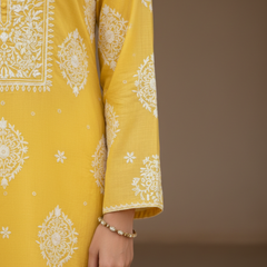 Yellow Semistitched Chikankari Suit Set