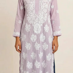 Lavender Readymade Mulcotton Chikankari Kurta