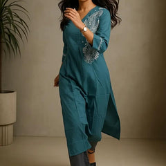Blue Readymade Cotton Co-Ord Set