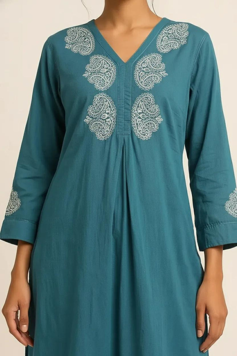 Dark Blue Readymade Cotton Co-ord Set - Design2