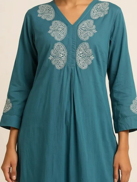 Dark Blue Readymade Cotton Co-ord Set - Design2