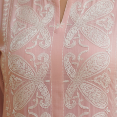 Dusky Pink Chikankari Semistitched Suit Set