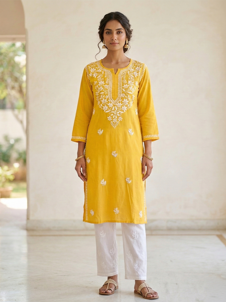 Yellow Rayon Long Kurti