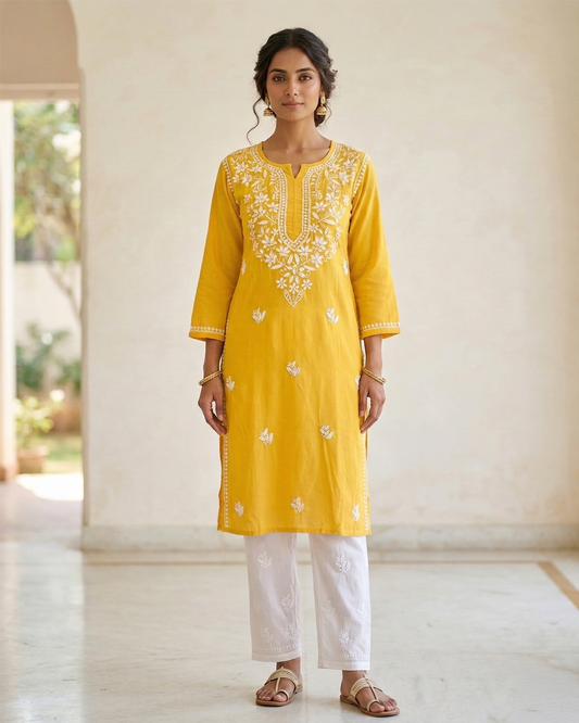 Yellow Rayon Long Kurti