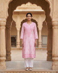 Blush Royale Chanderi Kurta with Chikankari Work