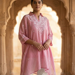 Light Pink Mulchanderi Kaftan
