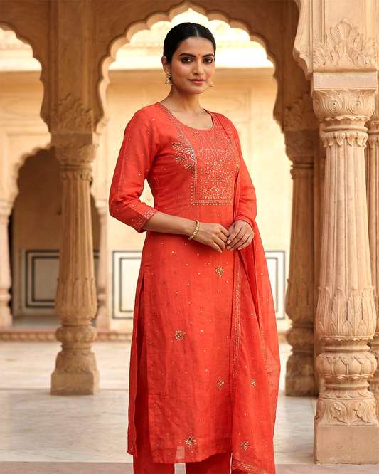 Nazaarat Mulchanderi Unstitched Suit With Mukaish Work