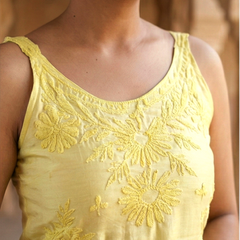 Royale Yellow Muslin Sleeveless Kurta