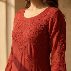 Readymade Viscose Georgette Red Garara Set