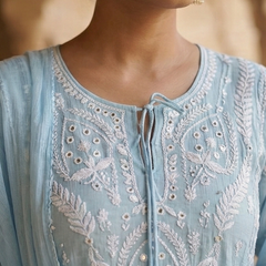 Begum Celestial Blue Mulchanderi Suit Set