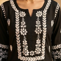 Black Chikankari Modal Long Kurti