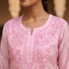 Blush Royale Chanderi Kurta with Chikankari Work