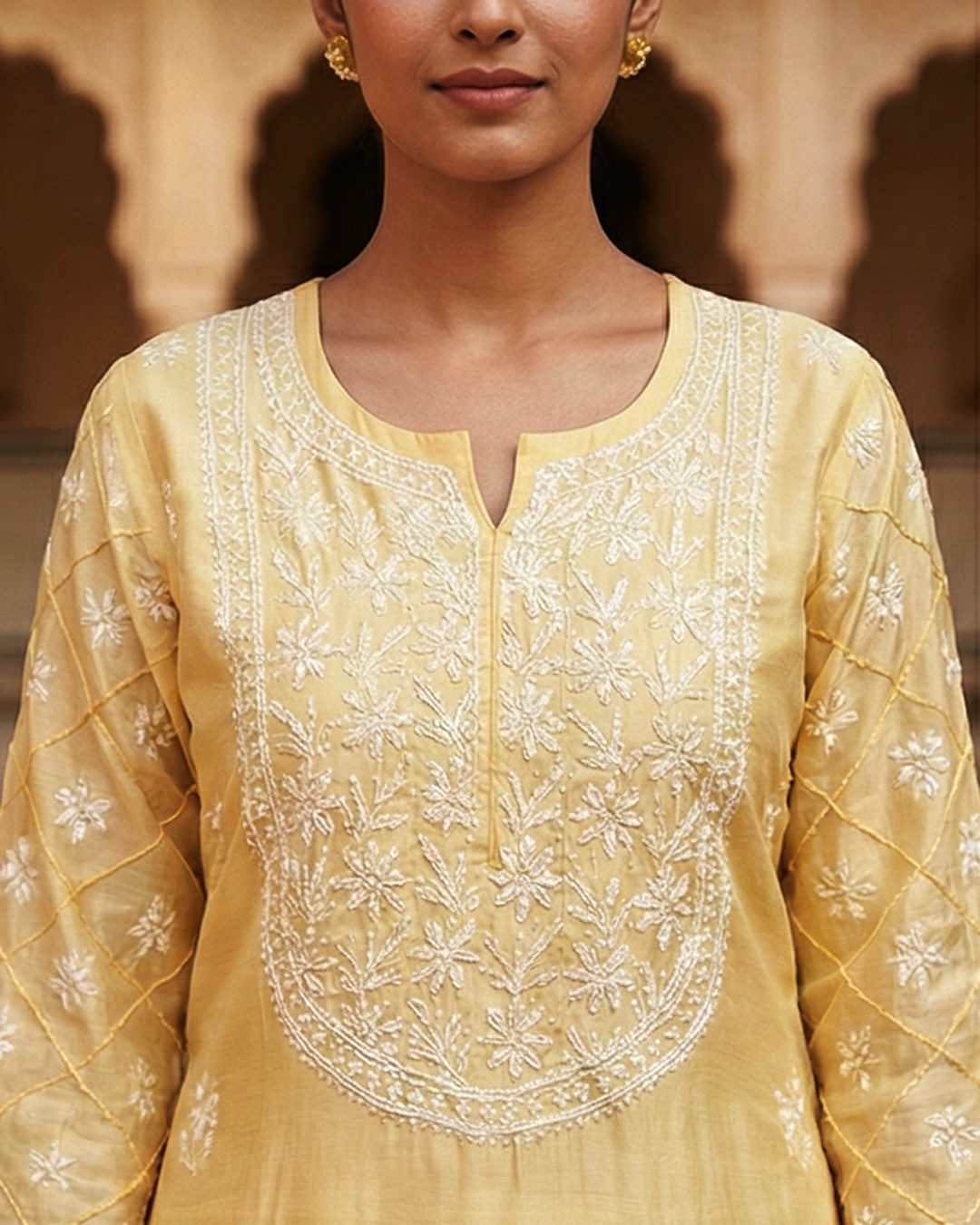 Yellow Chanderi Kurta