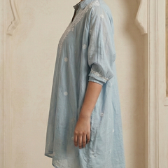 Light Blue Mulchanderi Kaftan