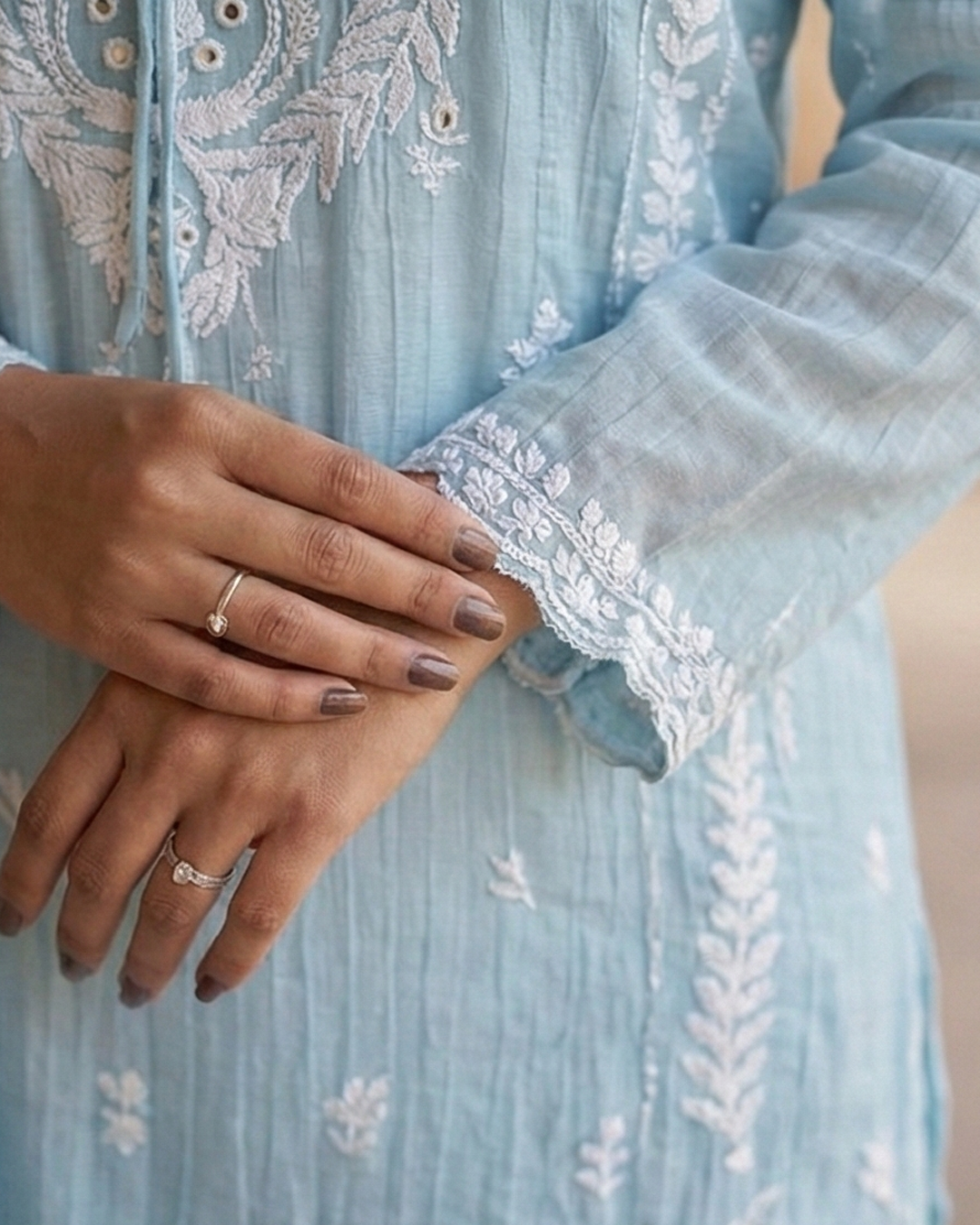 Begum Celestial Blue Mulchanderi Suit Set