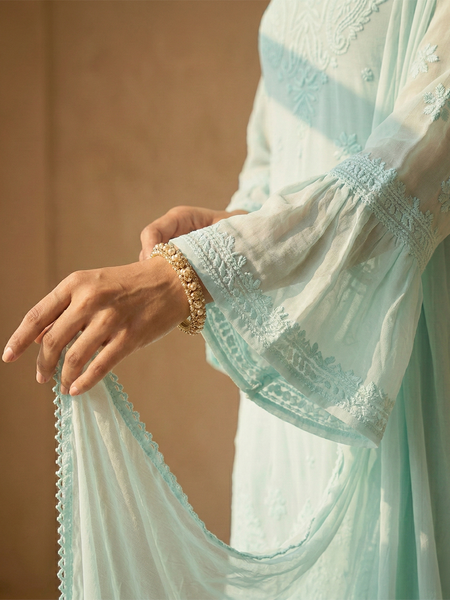 Viscose Georgette Aqua Blue Garara Set