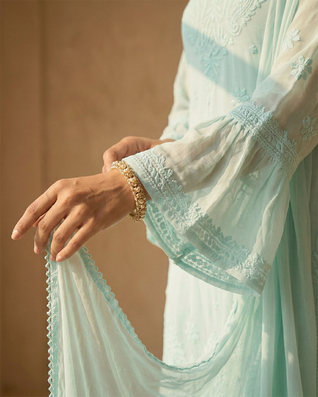 Viscose Georgette Aqua Blue Garara Set