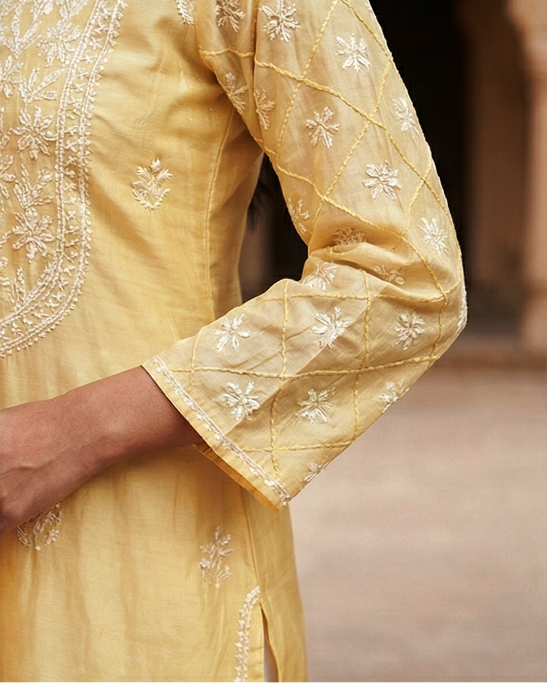 Yellow Chanderi Kurta