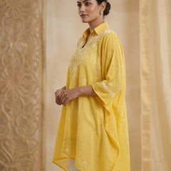 Yellow Mulchanderi Kaftan