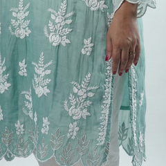 Sea Green Muslin Cutwork Kurta