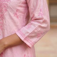 Blush Royale Chanderi Kurta with Chikankari Work