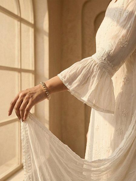 Readymade Viscose Georgette White Garara Set