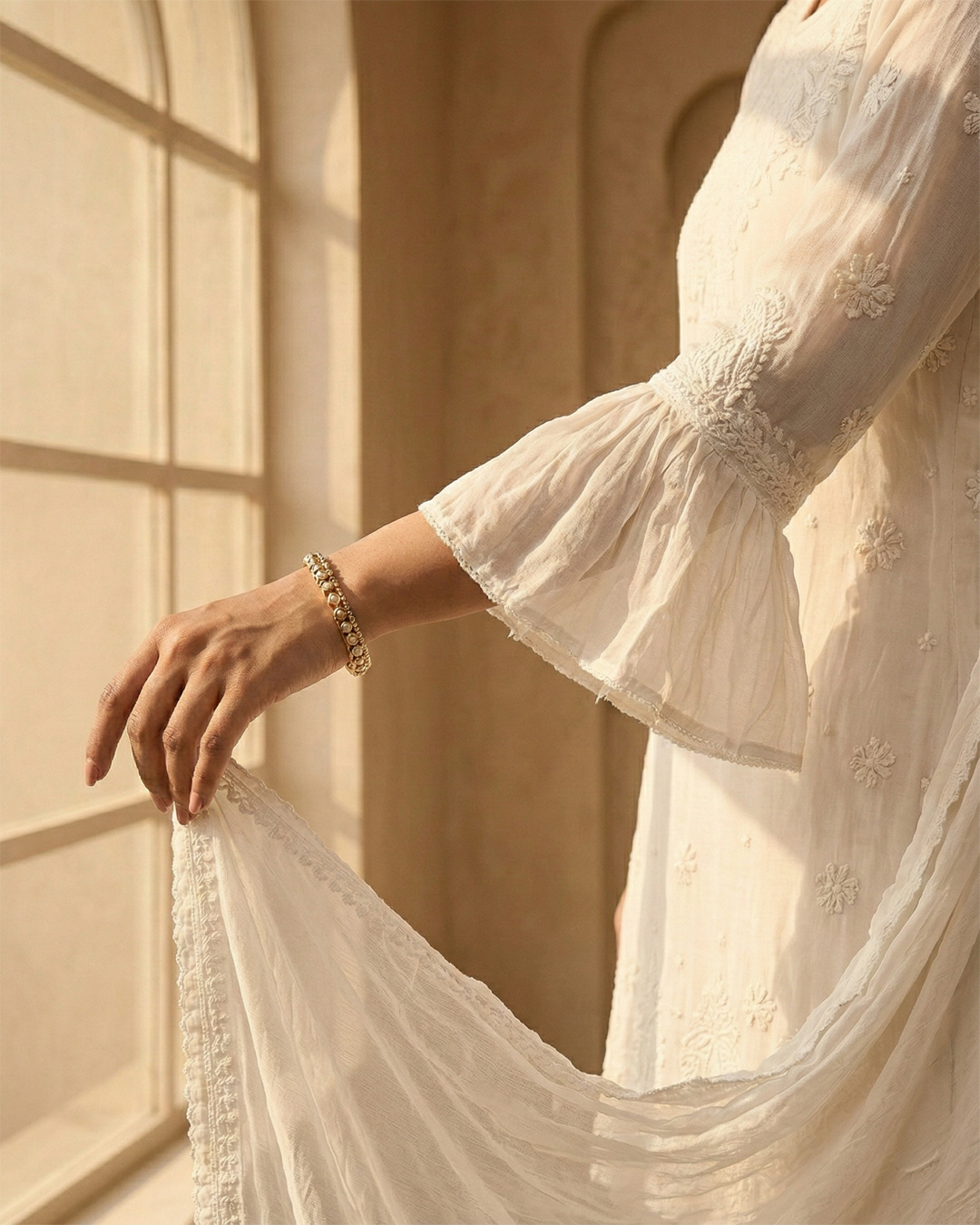 Readymade Viscose Georgette White Garara Set