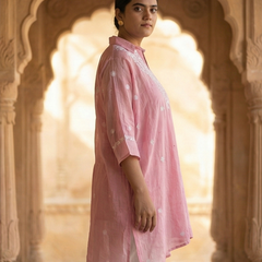 Light Pink Mulchanderi Kaftan