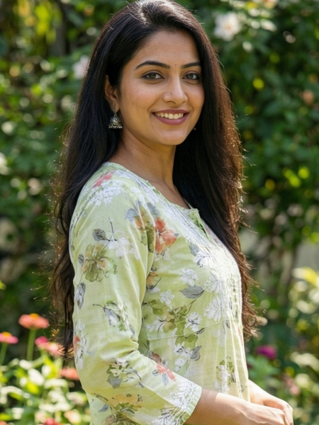 Green Chikankari Mulmul Pocket Kurti