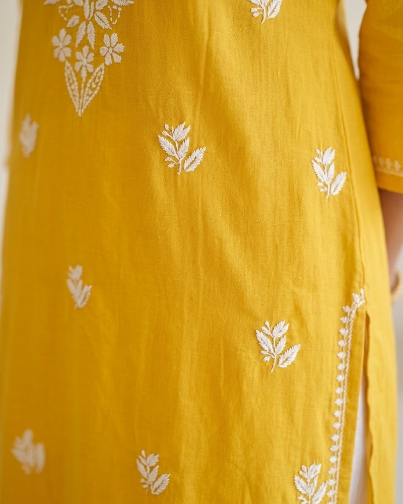 Yellow Rayon Long Kurti
