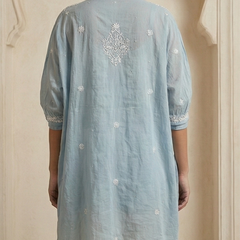 Light Blue Mulchanderi Kaftan