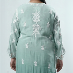 Sea Green Muslin Cutwork Kurta