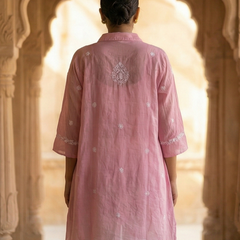 Light Pink Mulchanderi Kaftan