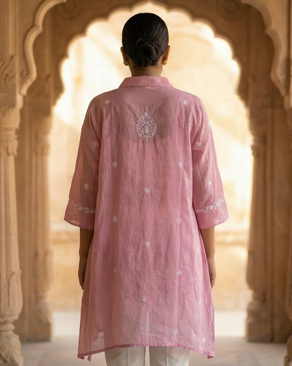Light Pink Mulchanderi Kaftan