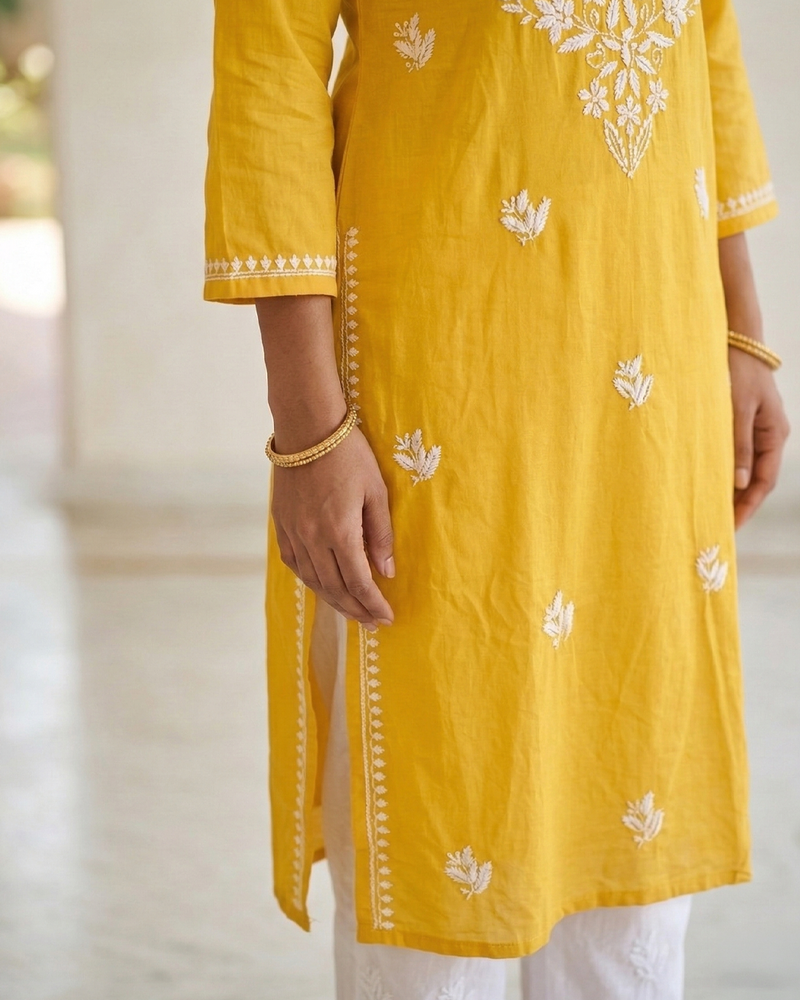 Yellow Rayon Long Kurti