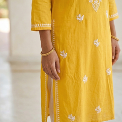 Yellow Rayon Long Kurti