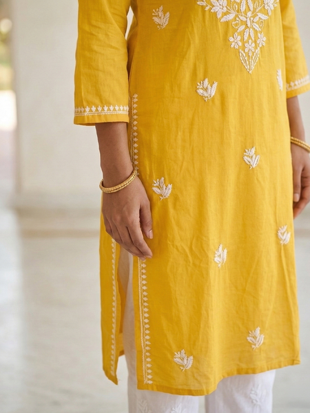Yellow Rayon Long Kurti