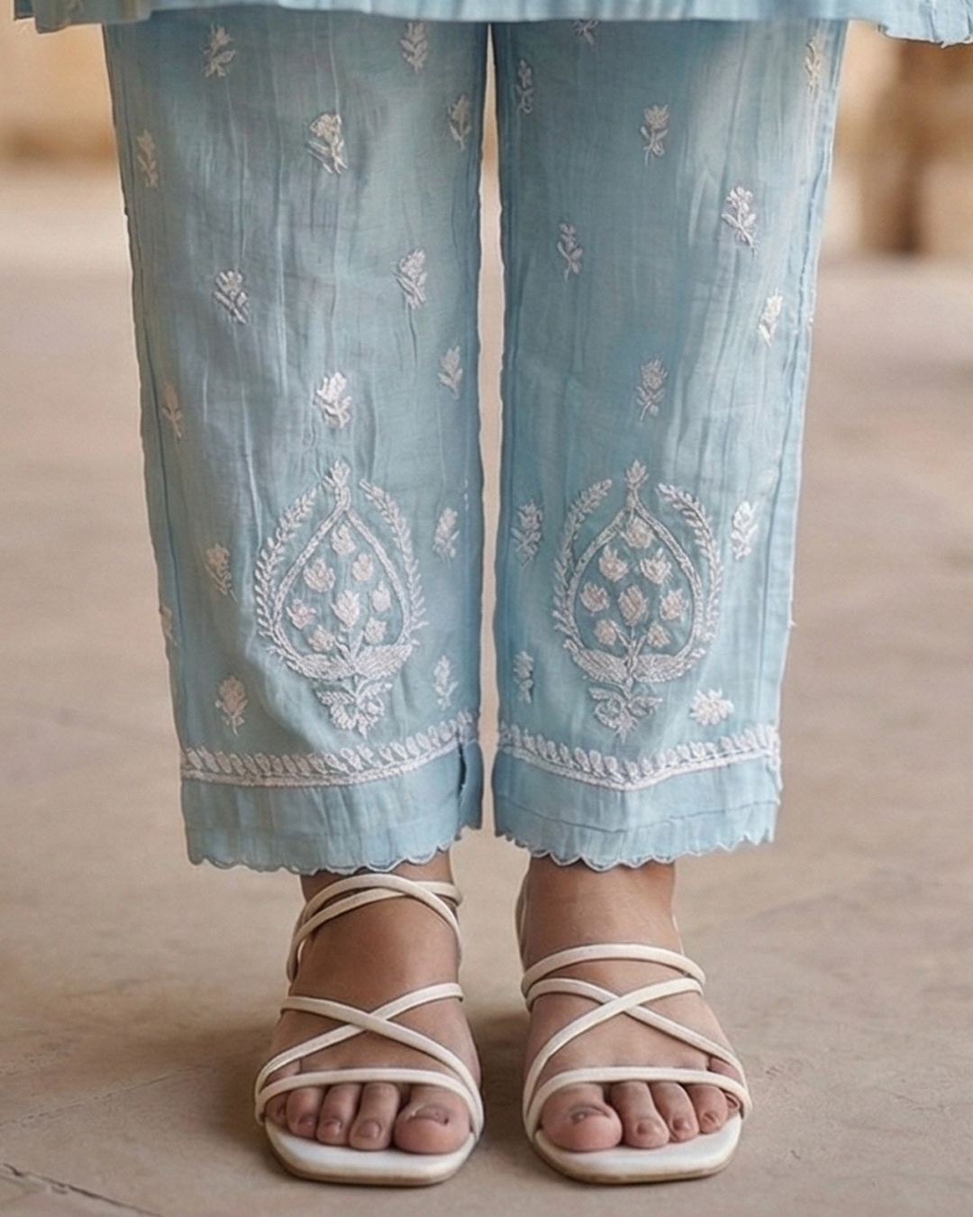 Begum Celestial Blue Mulchanderi Suit Set