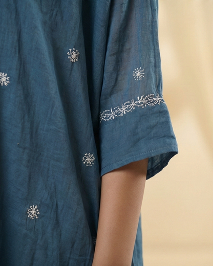 Royal Blue Mulchanderi Kaftan