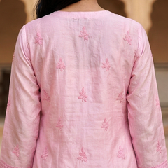 Blush Royale Chanderi Kurta with Chikankari Work