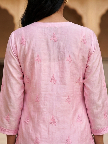 Blush Royale Chanderi Kurta with Chikankari Work
