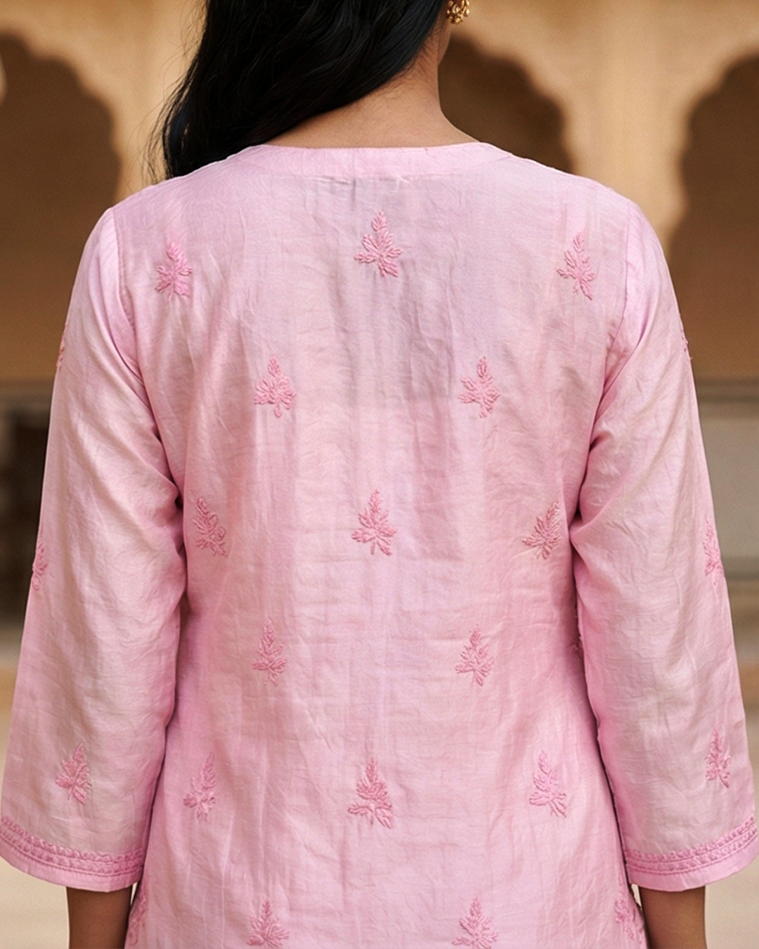 Blush Royale Chanderi Kurta with Chikankari Work