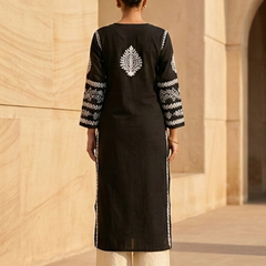 Black Chikankari Modal Long Kurti