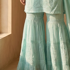 Viscose Georgette Aqua Blue Garara Set