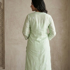 Pista Chanderi Chikankari Aline Kurta