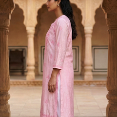 Blush Royale Chanderi Kurta with Chikankari Work