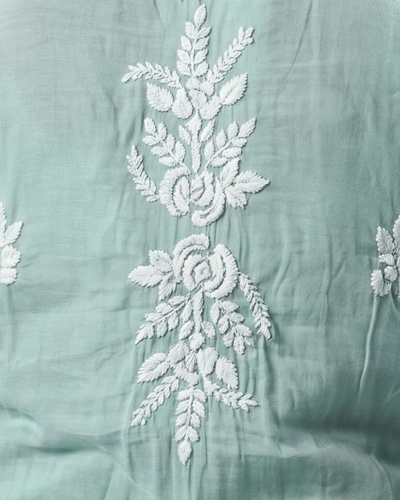 Sea Green Muslin Cutwork Kurta