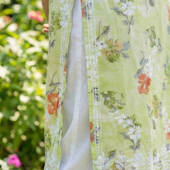 Green Chikankari Mulmul Pocket Kurti