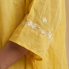 Yellow Mulchanderi Kaftan